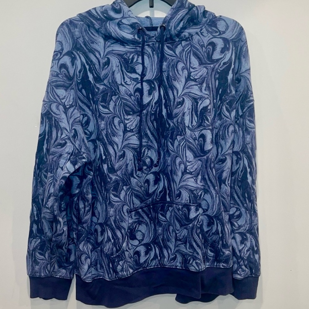 Victoria's Secret Blue Marble Long Sleeve Hood  Sweatshirt Women’s Size L  NWOT - Picture 2 of 10